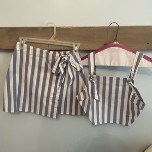 Blue two piece stripe set